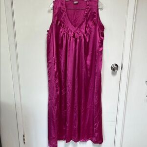 Elegant Magenta Satin Nightgown
